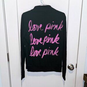 Victoria’s Secret Pink, Quarter Zip Sweatshirt, Black & Pink, Medium